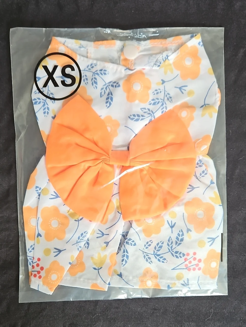 Dog Floral with Large Orange Bow - XS